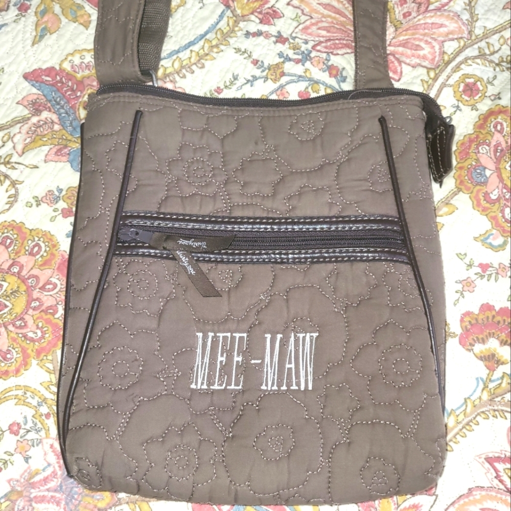 "Vera Bradley Cocoa Brown Embroidered Crossbody Bag Purse